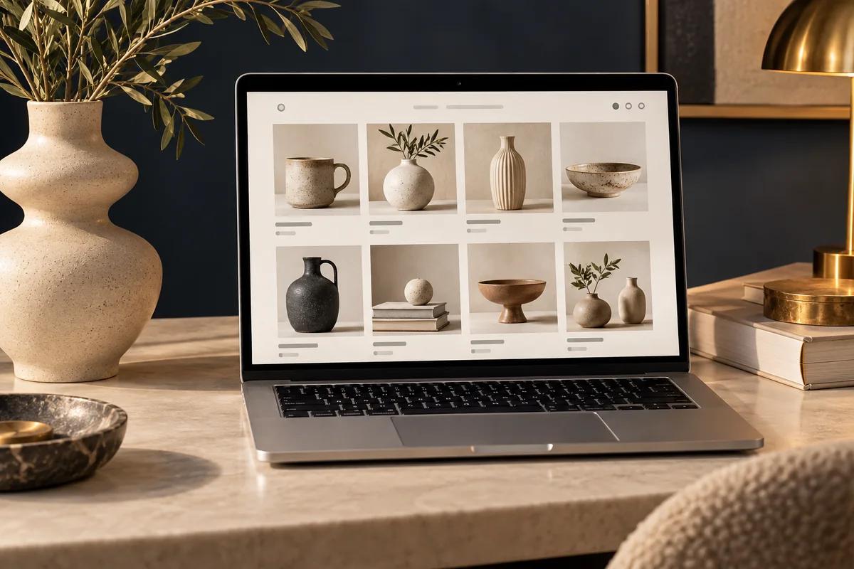 Esempio illustrativo di negozio online con un catalogo di prodotti artigianali