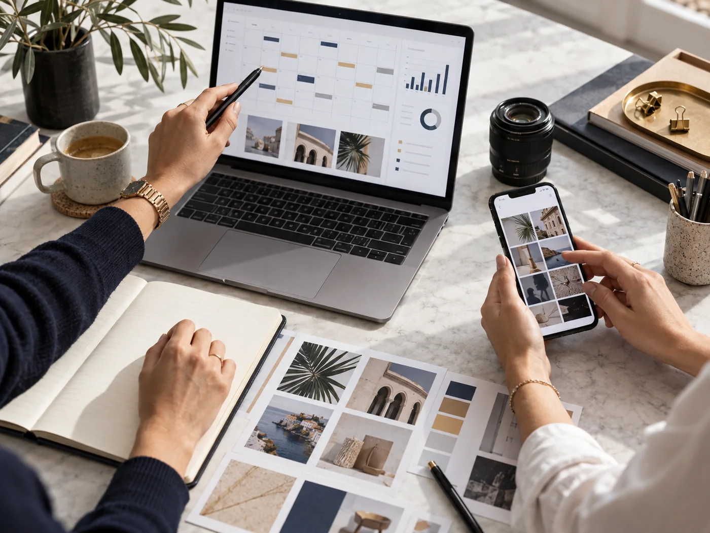 Pianificazione di una campagna social con calendario editoriale, contenuti e dati di performance